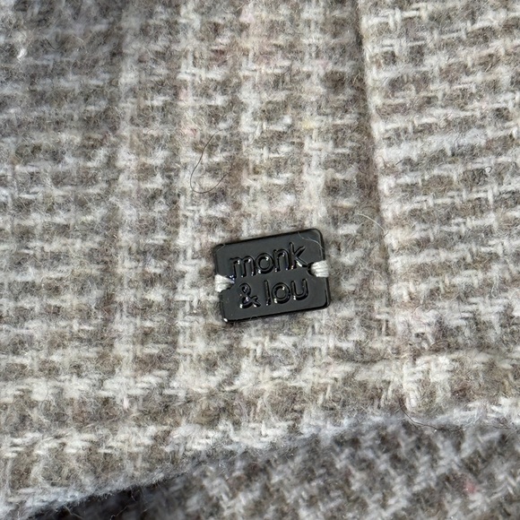 🧥 Monk & Lou Plaid Shacket Wool Blend Coat Women's XXS Beige Houndstooth Snap - Picture 8 of 8